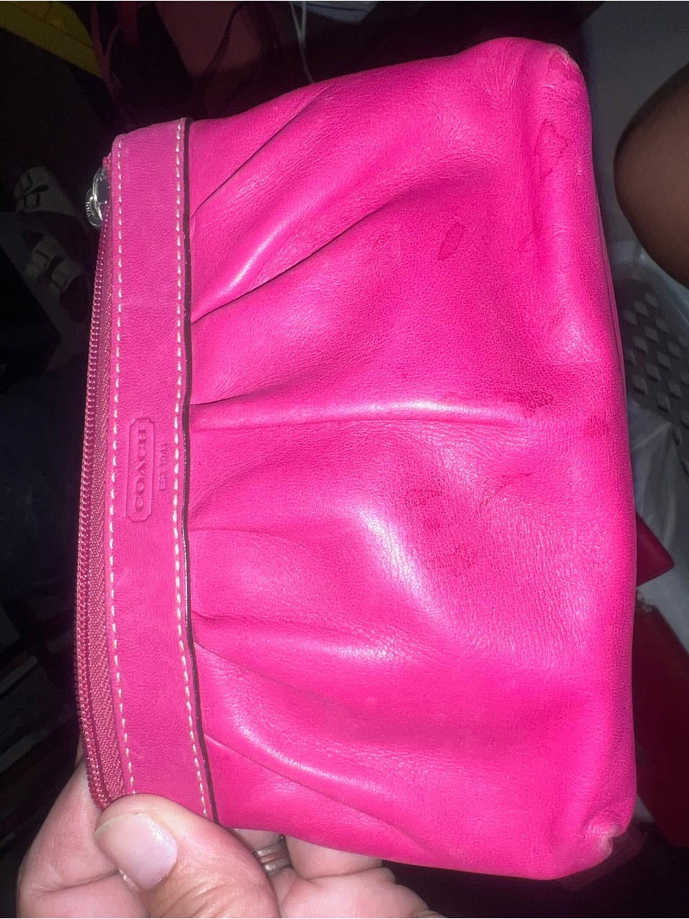 Coach Hot Pink Leather Wristlet - Picture 2 of 4